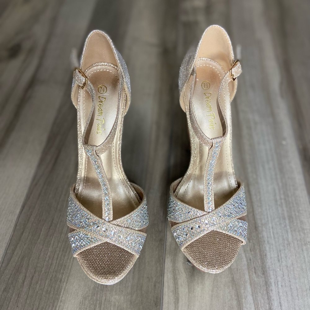 Gold Rhinestone High Heels - Picture 3 of 4